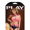 Play Whiskey in a Teacup Collared Top, Bolo Tie, Garter Belt & Booty Short Red/White S/M