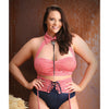 Play Whiskey in a Teacup Collared Top, Bolo Tie, Garter Belt & Booty Short Red/White  3X/4X
