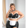 Play 5-Star Service Wetlook Bustier, Open Back Skirt, G-String & Choker Black/White 3X/4X