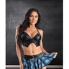 Play Secret Crush Wetlook Bralette, Gartered Plaid Skirt & G-String Black/Blue L/XL