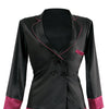 Premiere Marjorie Contrast Cuff Satin Blazer Jacket Black/Berry S/M