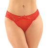 Cassia Crotchless Lace & Mesh Panty - Red