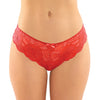 Poppy Crotchless Floral Lace Panty - Red