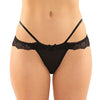Posey Strappy Lace & Microfiber Crotchless Panty - Black