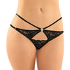 Jasmine Strappy Lace Thong w/Front Keyhole Cut Out - Black