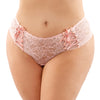 Bottoms Up Magnolia Stretch Lace Crotchless Panty w/Ribbon Lace Up Front Light Pink QN