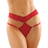 Bottoms Up Ren Microfiber Bikini Panty w/Lace Waist Red L/XL