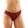 Bottoms Up Ivy Eyelash Lace Panty w/Criss Cross Back & Bow Trims Garnet L/XL