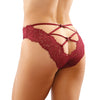 Bottoms Up Ivy Eyelash Lace Panty w/Criss Cross Back & Bow Trims Garnet L/XL