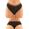Vibes Buddy Sexy Bitch Lace Panty & Micro Thong Black/PNK L/XL