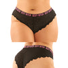 Vibes Buddy Sexy Bitch Lace Panty & Micro Thong Black/PNK QN