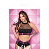 Vibes Pussy Power Micro-Net Halter Top & Booty Short Black M/L