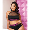 Vibes Pussy Power Micro-Net Halter Top & Booty Short Black QN