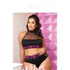 Vibes Pussy Power Micro-Net Halter Top & Booty Short Black QN