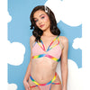 Vibes Make it Rain Caged Bralette & Panty w/Booty Rainbow M/L