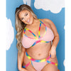 Vibes Make it Rain Caged Bralette & Panty w/Booty Rainbow QN
