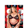 Vibes Creepin' it Real Caged Bralette & Thong Panty Black QN