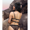 Vibes Bad Bitch One Shoulder Bling Bralette & Panty Black M/L
