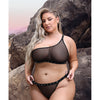 Vibes Bad Bitch One Shoulder Bling Bralette & Panty Black QN