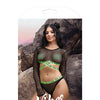 Vibes Fuck Ur Rules Long Sleeve Crop Top, Panty & Pasties Black/Green M/L