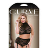 Curve Gina Halter Bra w/Gartered Panties - Black