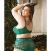 Curve Nadine Longline Contour Cup Bra, High Waist Panty w/Removable Garters - Emerald