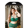 Curve Nadine Longline Contour Cup Bra, High Waist Panty w/Removable Garters - Emerald