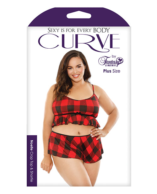 Curve Noelle Crop Cami & Shortie Set - Red/Black