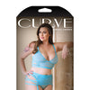 Curve Keira Criss Cross Bralette, Garter Belt & Panty Blue