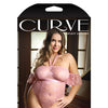 Curve Annabelle Halter Tie Stretch Lace Bodysuit w/Snap Crotch - Rose Pink