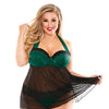 Curve Sonia Halter Tie Babydoll & Panty - Green