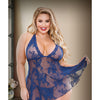 Curve Livie Lace Chemise & G-String - Navy