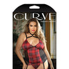 Curve Shannon Plaid Harness Bustier & Panty - Red/Black