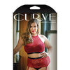 Curve Aria Lace Halter Top & High Waist Panty - Red
