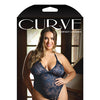 Curve Cara Stretch Lace Teddy w/Snap Crotch Ink - Blue