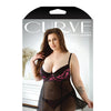 Curve Madison Soft Cup Babydoll w/Garters & Panty Black/Pink 1X/2X