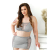 Curve Layne Lace & Microfiber Bralette w/Garter Skirt & G-String Gray 1X/2X
