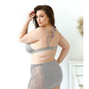Curve Layne Lace & Microfiber Bralette w/Garter Skirt & G-String Gray 3X/4X