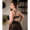 Curve Emily Caged Chemise w/Lace Panel & Built-in Bra & G-String Black 1X/2X