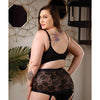 Curve Chloe Lace Bra & High Waist Panty w/Detachable Garters Black 1X/2X