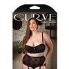 Curve Chloe Lace Bra & High Waist Panty w/Detachable Garters Black 1X/2X