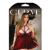 Curve Andi Caged Halter Babydoll w/Panty Garnet 3X/4X
