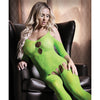 Sheer Fantasy Stargazing Cold Shoulder Bodystocking Neon Green