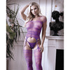 Purple Haze Sheer Strappy Gartered Bodystocking - Purple