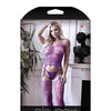 Purple Haze Sheer Strappy Gartered Bodystocking - Purple