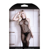 Sheer Feelin Myself Halter Dot Fishnet Footless Bodystocking Black O/S