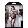 Sheer Hands to Myself Footless Gartered Bodystocking w/Harness Black QN