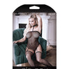 Sheer Hands to Myself Footless Gartered Bodystocking w/Harness Black O/S