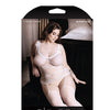 Sheer Fantasy Double Strap Fishnet Gartered Bodystocking White QN