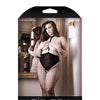 Sheer Fantasy Choker Harness Stockings w/Open Crotchless Black QN